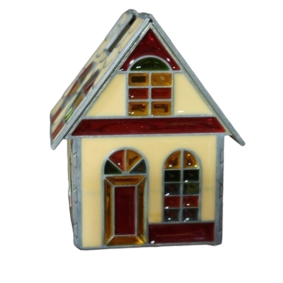 Stained glass house church candle tealight cover decor - Picture 3 of 4